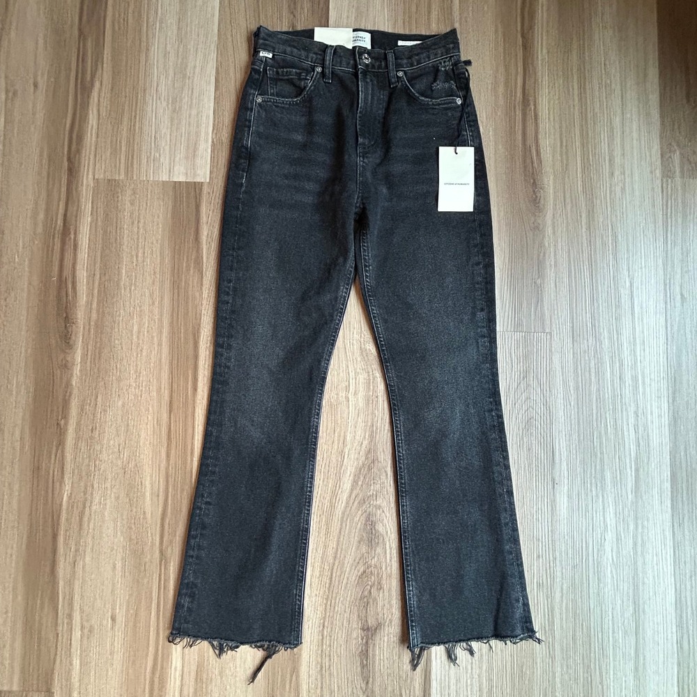 Citizens of Humanity Isola Cropped Boot Jeans Black‎ Stormy Wash Size 23 NWT
